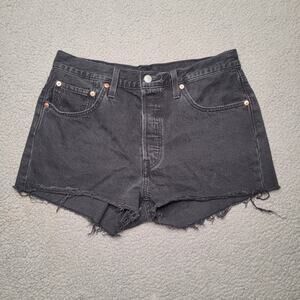 Levis 501 Shorts 31 Lunar Black Faded Original Fit Frayed High Rise 56327-0112